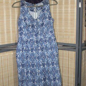 MILLY for Design Nation Blue and White Mosaic Print Sleeveless Dress